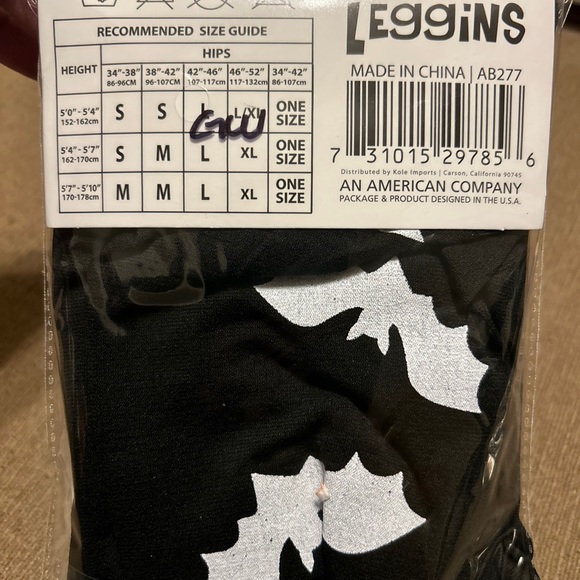 Black W/ White Bat Print Leggins One Size Fits Most Halloween tights Emo Punk - Picture 2 of 5